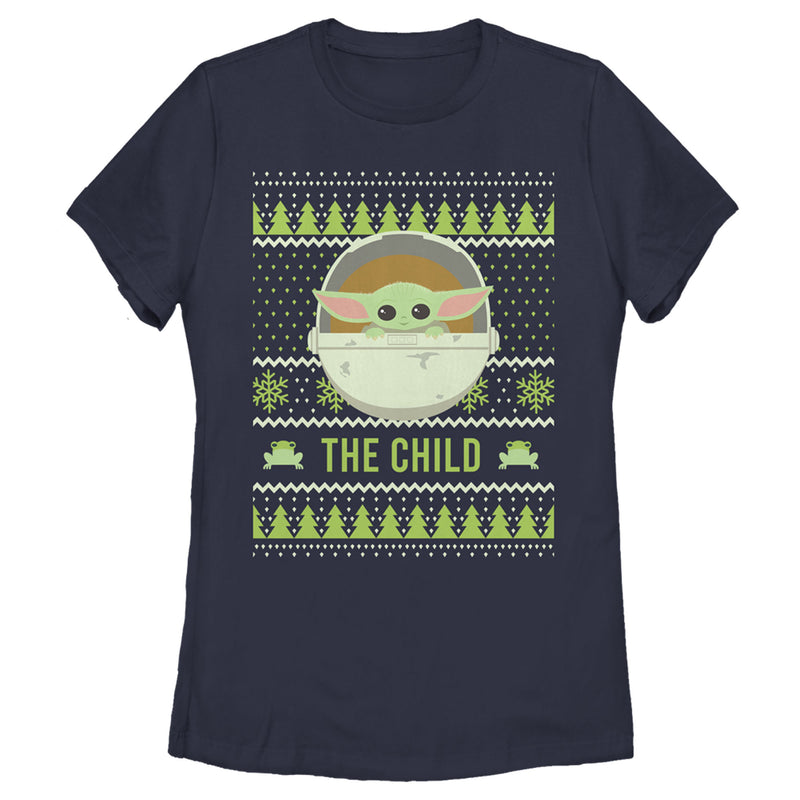 Women's Star Wars The Mandalorian The Child Ugly Christmas Frog T-Shirt