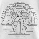 Girl's Star Wars: The Mandalorian Grogu Black and White Sketch T-Shirt