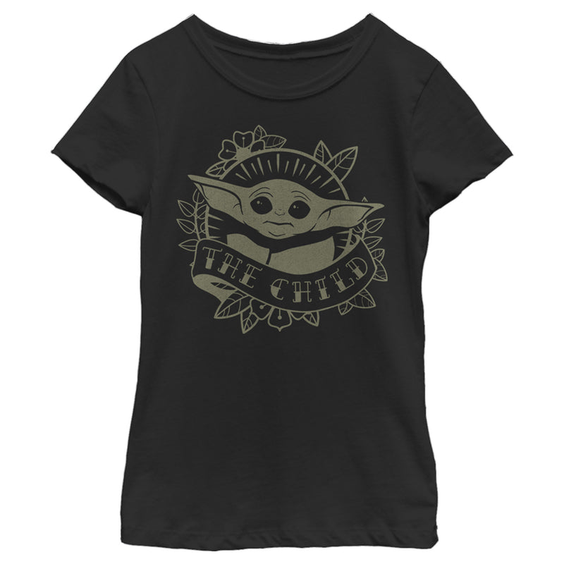 Girl's Star Wars: The Mandalorian Grogu The Child Tattoo T-Shirt