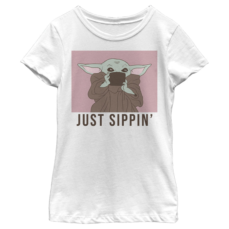 Girl's Star Wars: The Mandalorian The Child Just Sippin T-Shirt