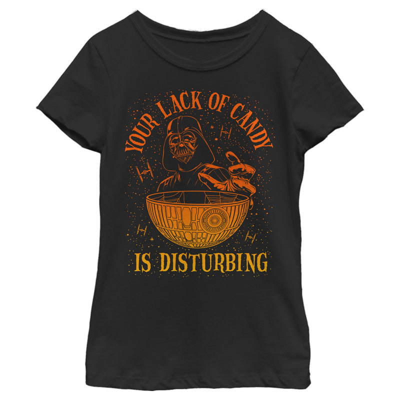 Girl's Star Wars: A New Hope Halloween Darth Vader and Death Star Your Lack of Candy is Disturbing T-Shirt