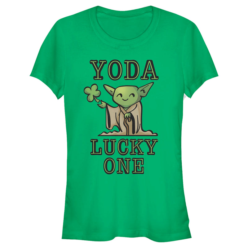 Junior's Star Wars St. Patrick's Day Cartoon Yoda Lucky One T-Shirt