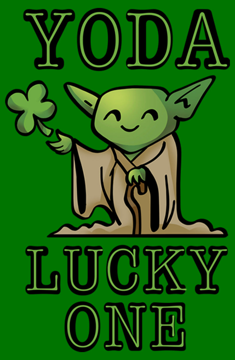 Men's Star Wars St. Patrick's Day Cartoon Yoda Lucky One T-Shirt