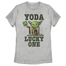 Women's Star Wars St. Patrick's Day Cartoon Yoda Lucky One T-Shirt