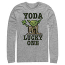 Men's Star Wars St. Patrick's Day Cartoon Yoda Lucky One Long Sleeve Shirt