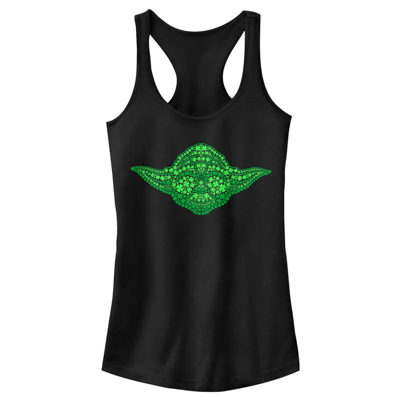 Junior's Star Wars St. Patrick's Yoda Clover Face Racerback Tank Top