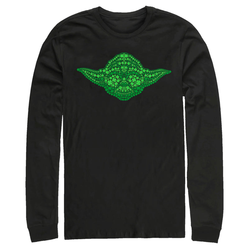 Men's Star Wars St. Patrick's Yoda Clover Face Long Sleeve Shirt