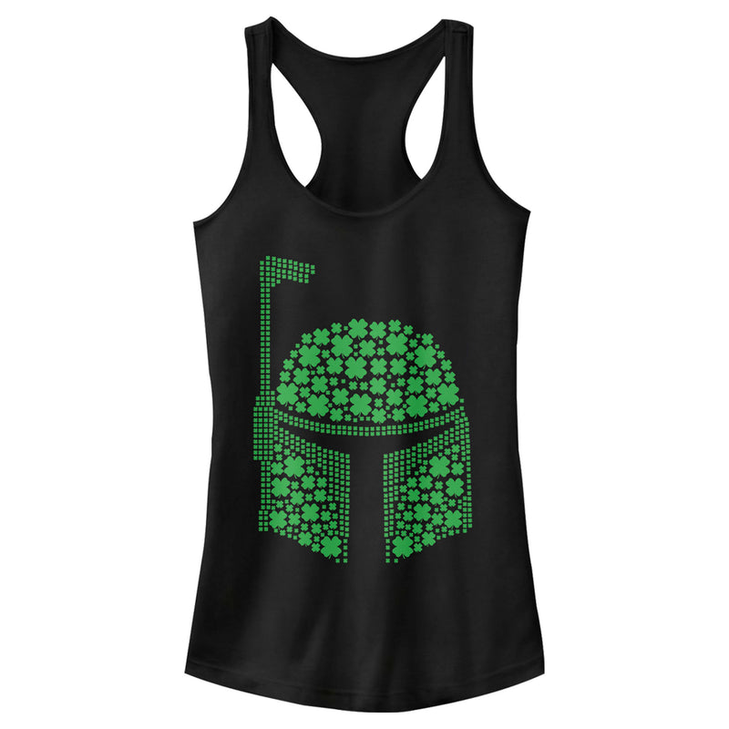 Junior's Star Wars St. Patrick's Day Boba Fett Clover Helmet Racerback Tank Top