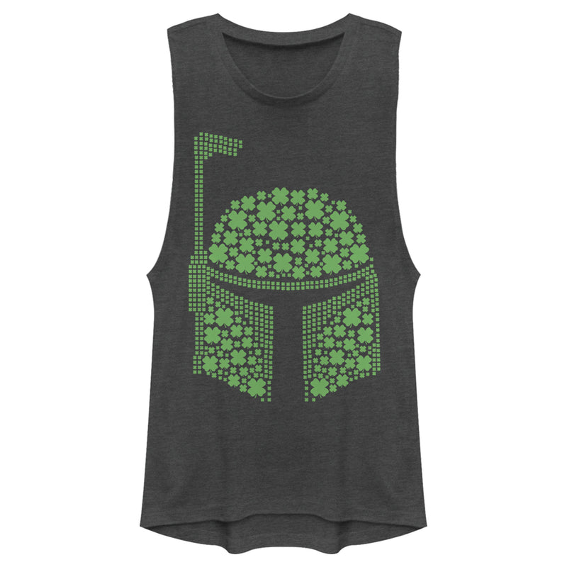 Junior's Star Wars St. Patrick's Day Boba Fett Clover Helmet Festival Muscle Tee