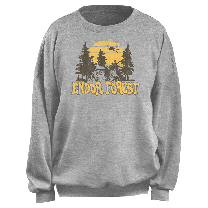 Junior's Star Wars Distressed Endor Forest Silhouette Sweatshirt