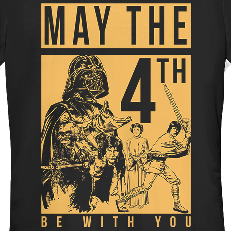 Junior's Star Wars May the Fourth Two Tone Box T-Shirt
