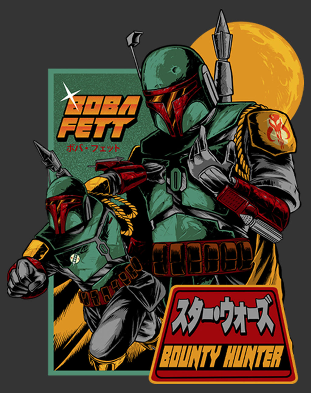 Men's Star Wars Boba Fett Bounty Hunter Katakana T-Shirt