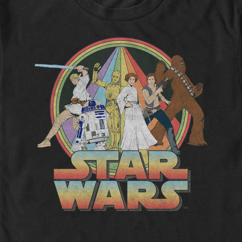 Men's Star Wars: A New Hope Distressed Rainbow Cast T-Shirt