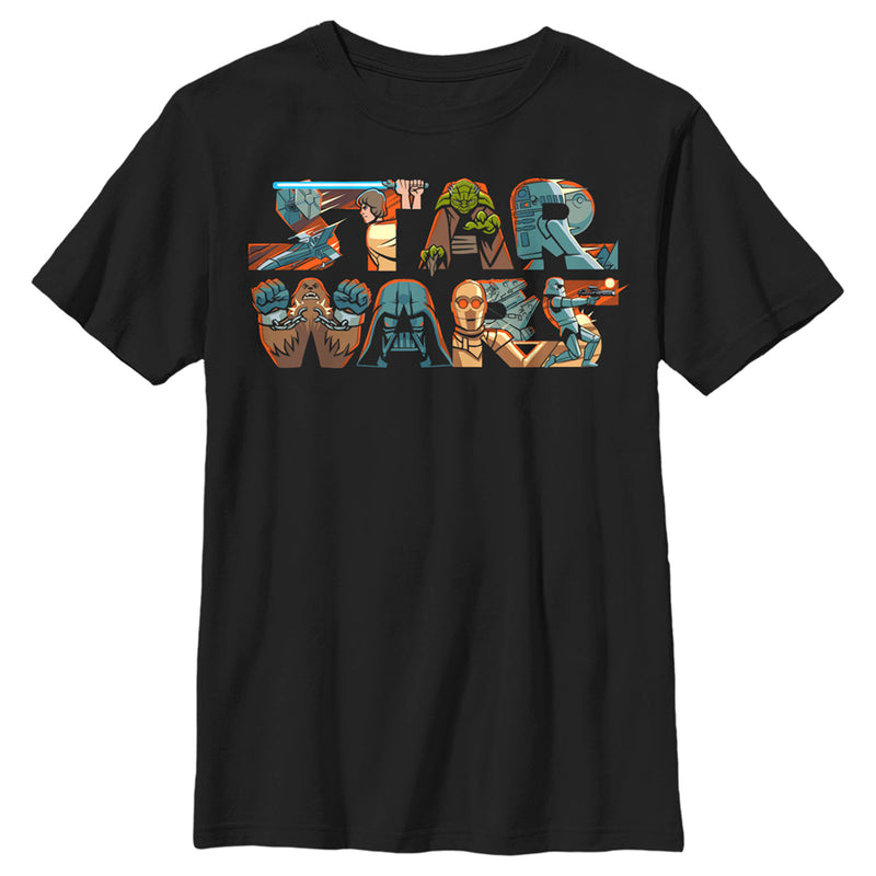 Boy's Star Wars: A New Hope Characters Logo T-Shirt