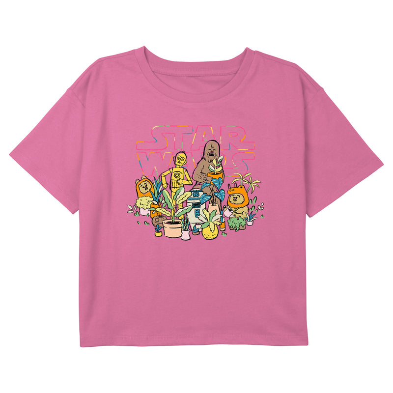 Girl's Star Wars Characters and Potted Plants T-Shirt