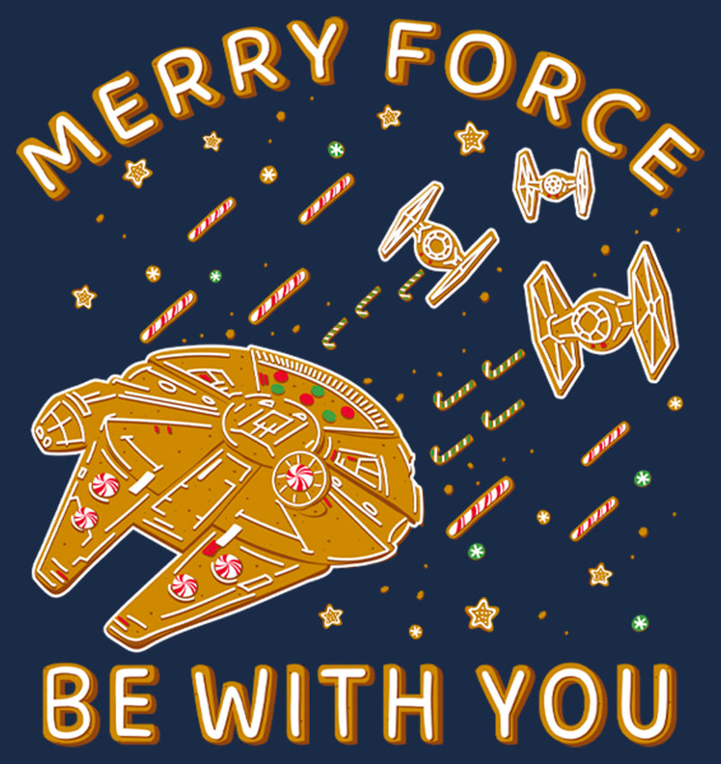 Men's Star Wars Merry Force Gingerbread Millennium Falcon T-Shirt