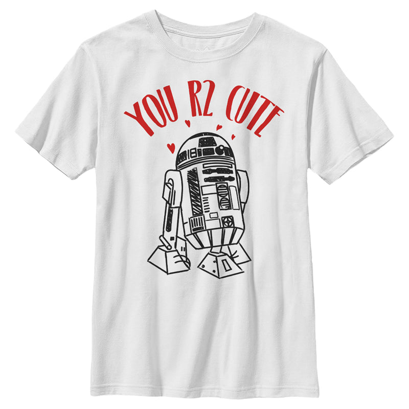 Boy's Star Wars Valentine's Day You R2 Cute Sketch T-Shirt