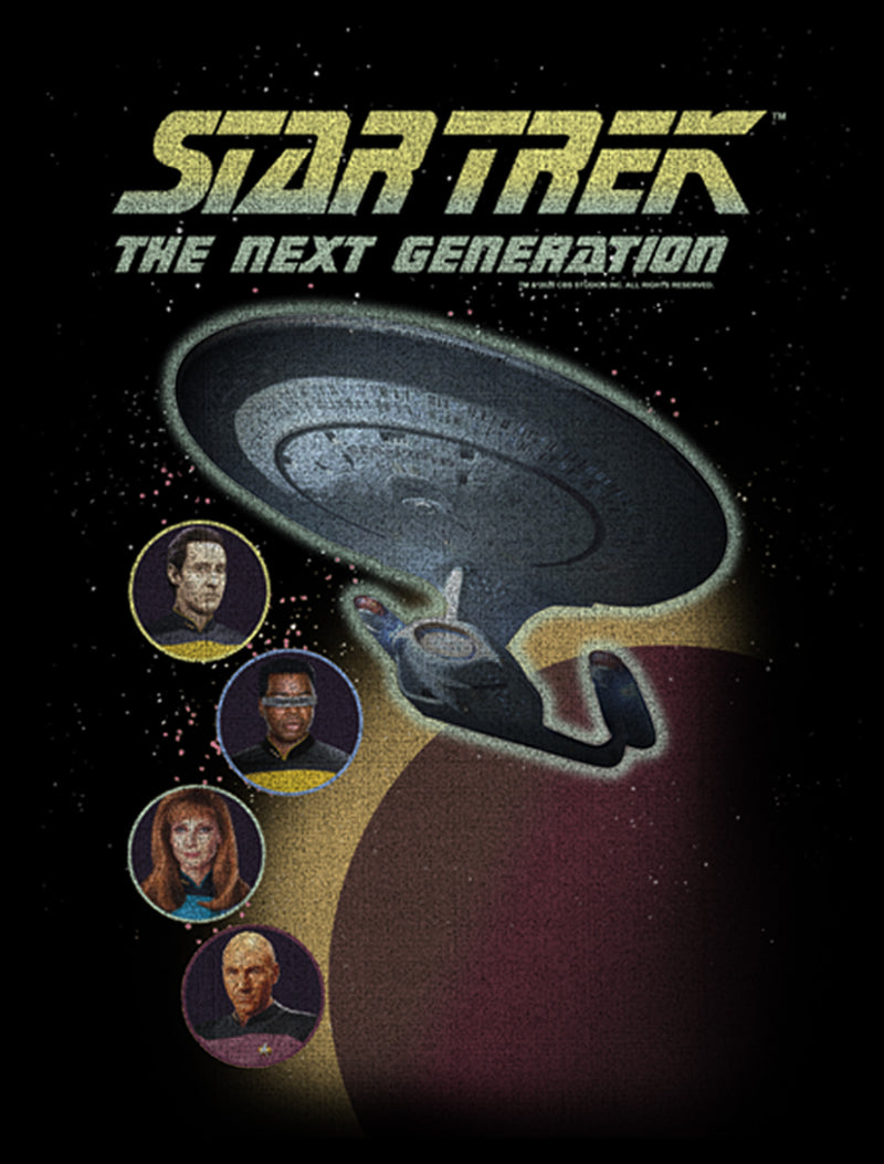 Men's Star Trek: The Next Generation Enterprise with Captain and Crew Portraits T-Shirt