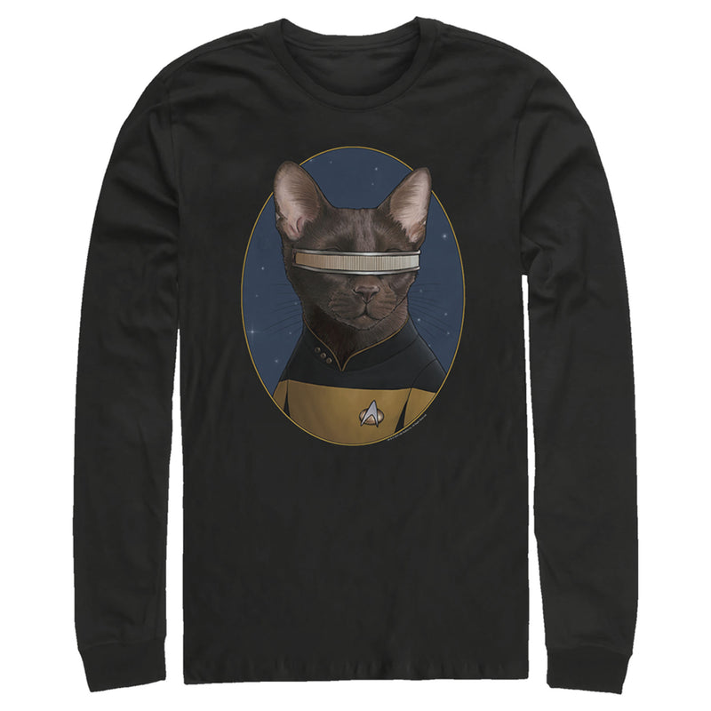 Men's Star Trek: The Next Generation Lieutenant Commander Geordi La Forge Cat Long Sleeve Shirt