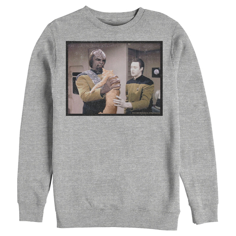 Men's Star Trek: The Next Generation Worf and Data What Do We Do With This Cat Sweatshirt