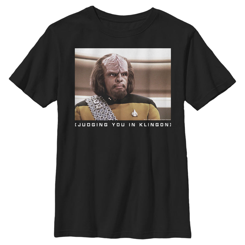 Boy's Star Trek: The Next Generation Worf Judging You in Klingon T-Shirt