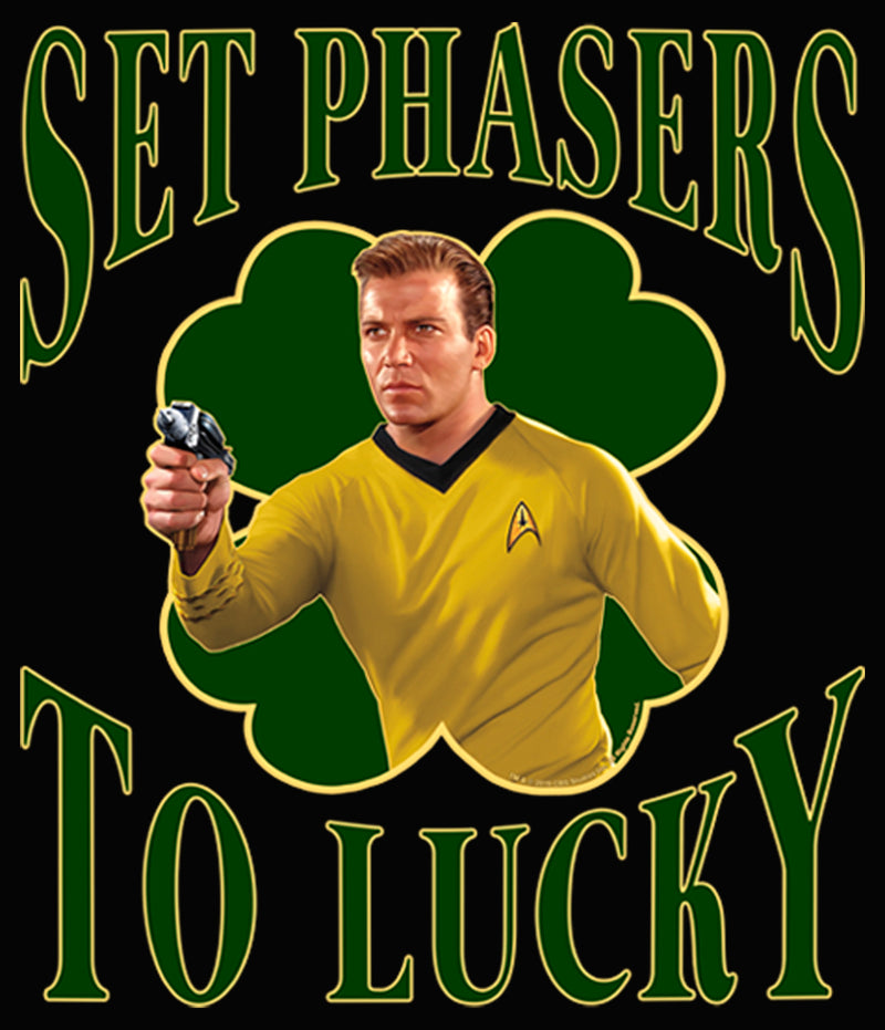 Junior's Star Trek: The Original Series St. Patrick's Day Captain Kirk Set Phasers to Lucky Racerback Tank Top