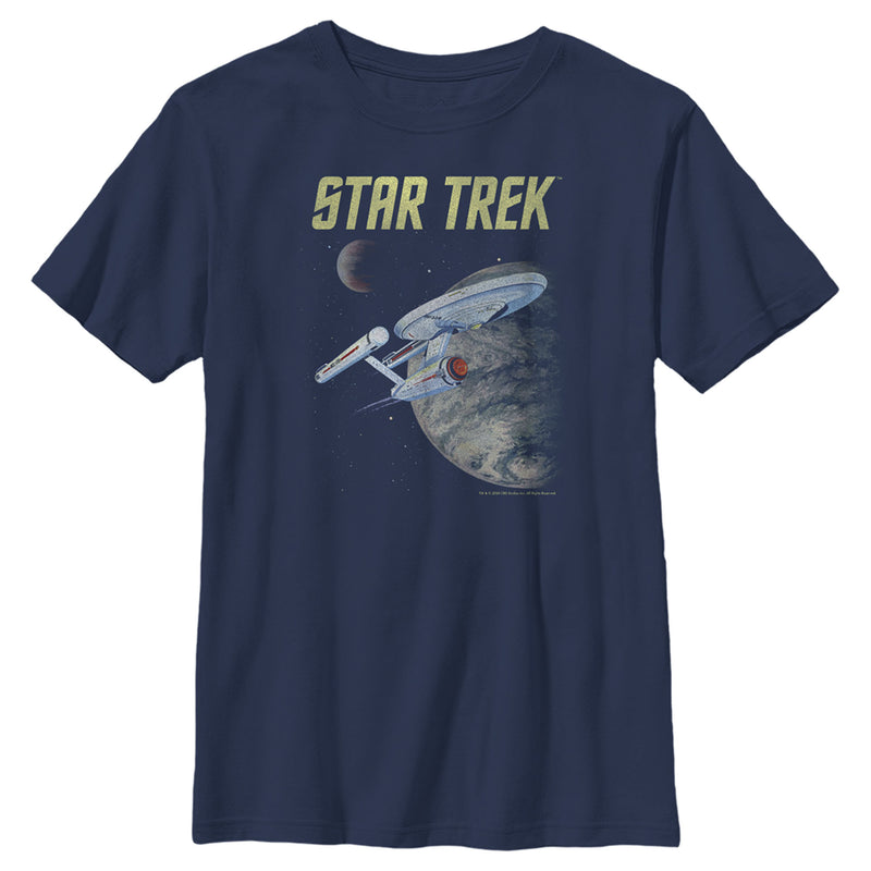 Boy's Star Trek: The Original Series USS Enterprise Discovering New Worlds In Space T-Shirt