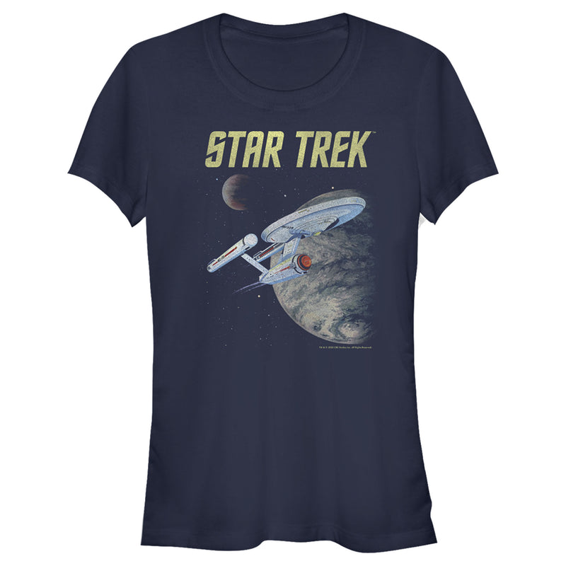 Junior's Star Trek: The Original Series USS Enterprise Discovering New Worlds In Space T-Shirt