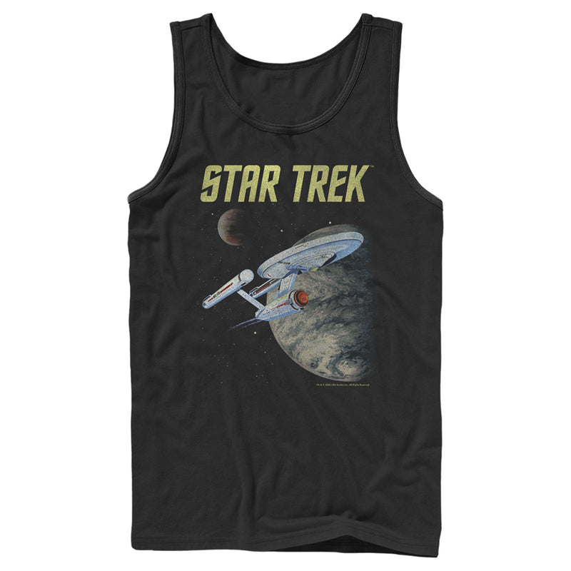 Men's Star Trek: The Original Series USS Enterprise Discovering New Worlds In Space Tank Top