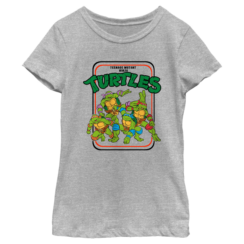 Girl's Teenage Mutant Ninja Turtles Retro Card Frame Logo T-Shirt