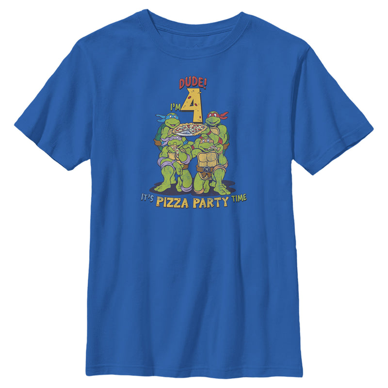Boy's Teenage Mutant Ninja Turtles 4th Birthday Pizza Party T-Shirt