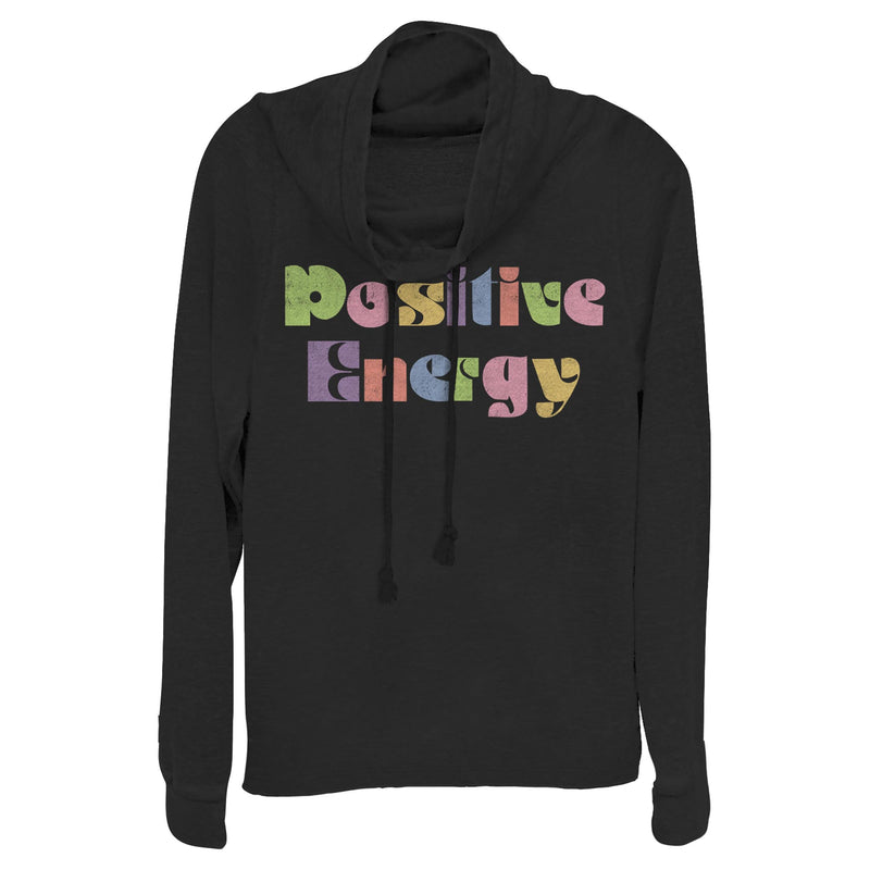 Junior's Lost Gods Positive Energy Distressed Cowl Neck Sweatshirt