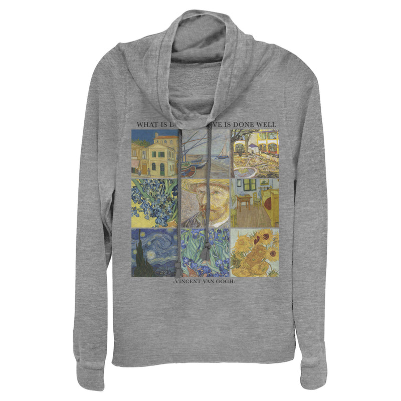 Junior's Lost Gods Art Grid Cowl Neck Sweatshirt