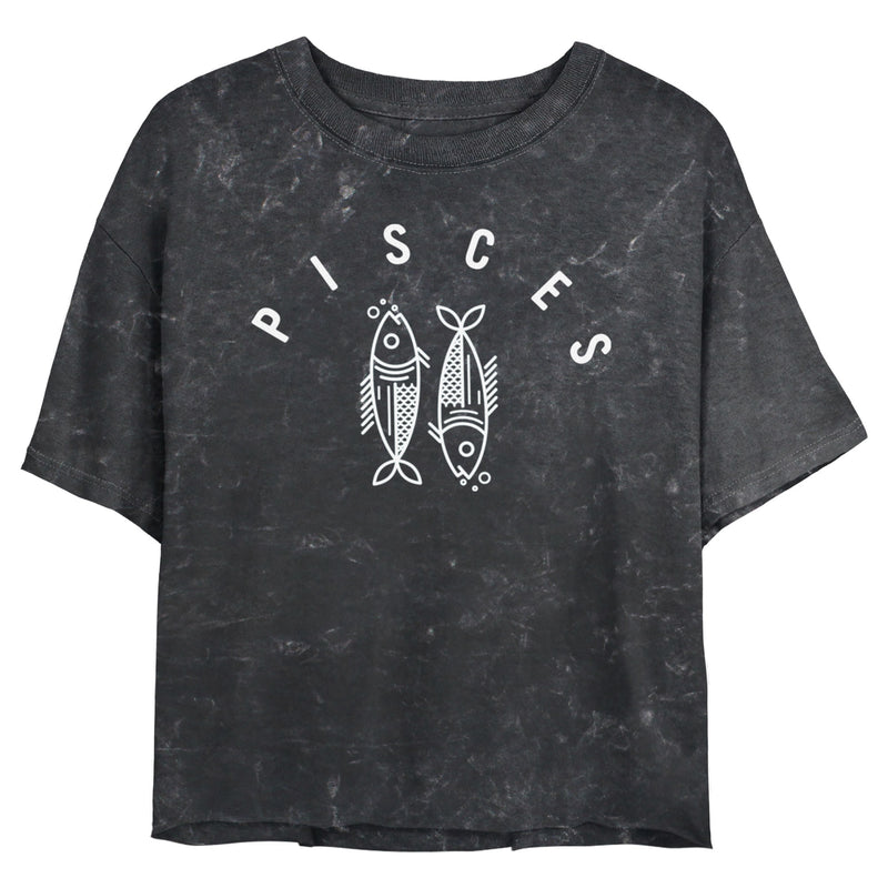 Junior's Lost Gods Zodiac Pisces Line Symbol T-Shirt