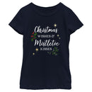 Girl's Lost Gods Christmas Wishes and Mistletoe Kisses T-Shirt