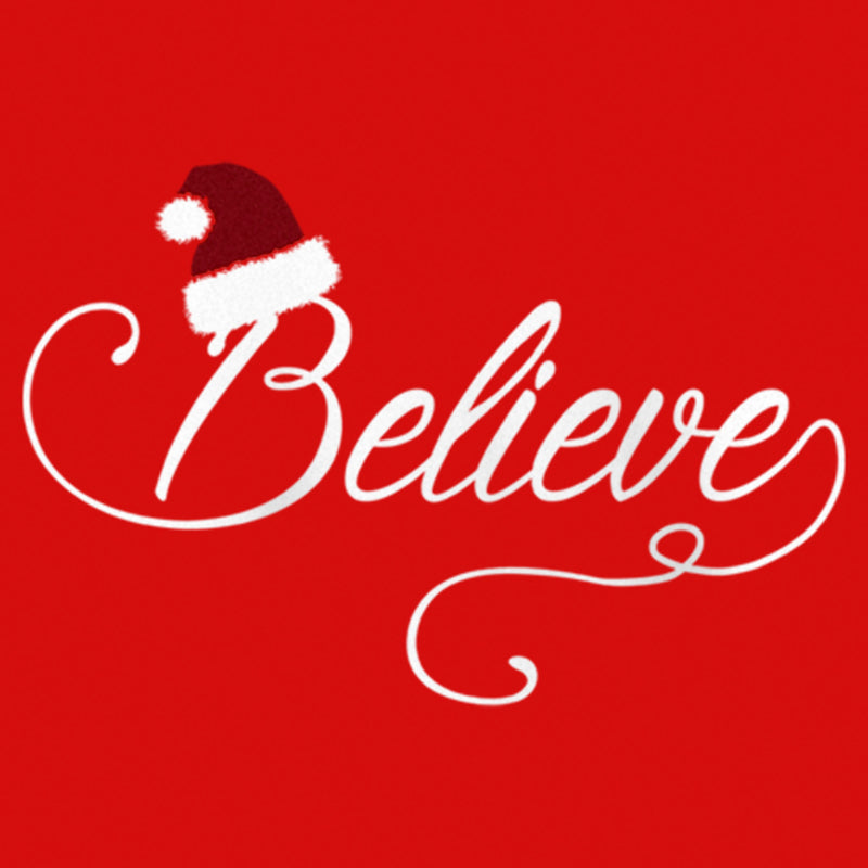 Girl's Lost Gods Santa Hat Believe T-Shirt