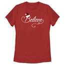 Women's Lost Gods Santa Hat Believe T-Shirt