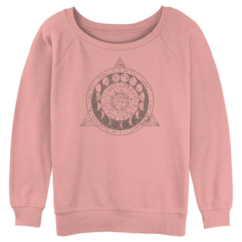 Junior's Lost Gods Astrology Moon Phases Wheel Sweatshirt