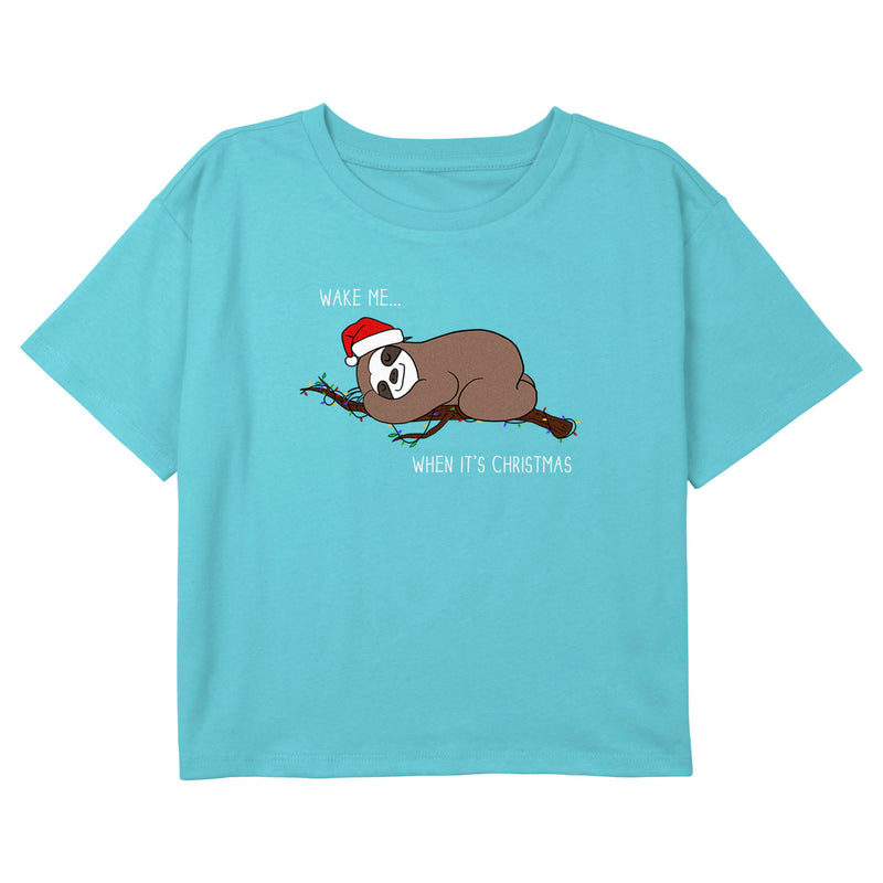 Girl's Lost Gods Wake Me When It’s Christmas Sloth T-Shirt