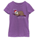 Girl's Lost Gods Christmas Wake Me Sloth T-Shirt