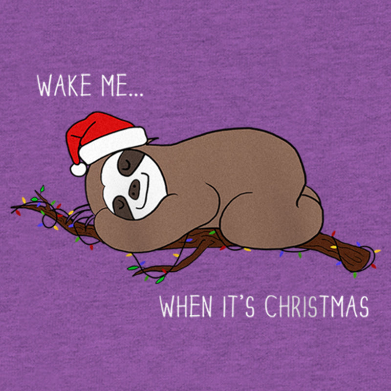 Girl's Lost Gods Christmas Wake Me Sloth T-Shirt