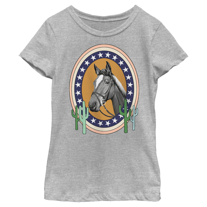 Girl's Lost Gods Horse Star Frame Portrait T-Shirt