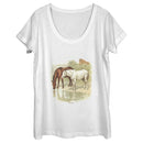 Women's Lost Gods Retro Horses Portrait Scoop Neck