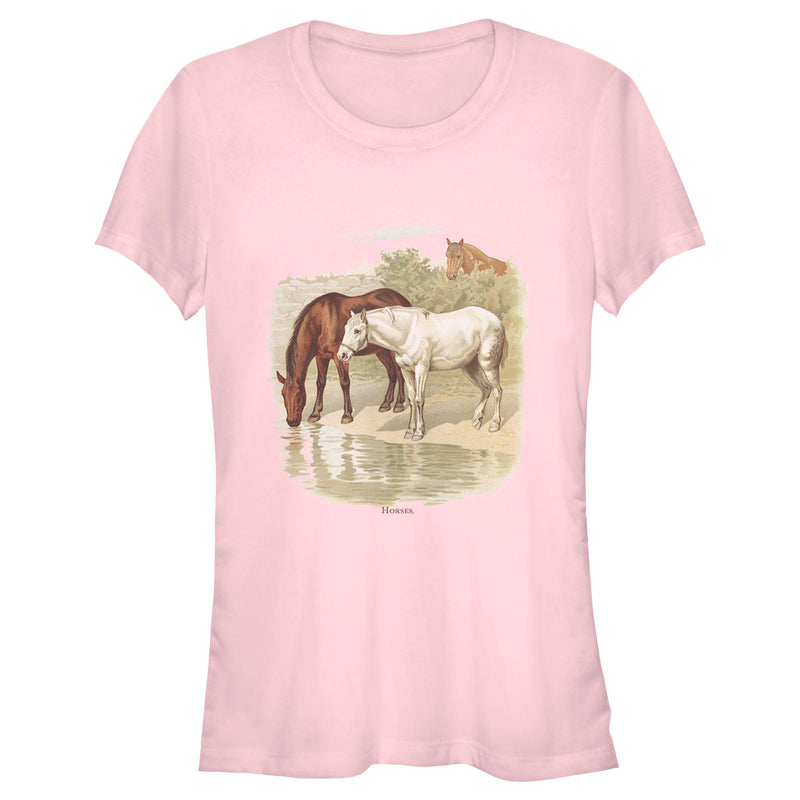 Junior's Lost Gods Retro Horses Portrait T-Shirt