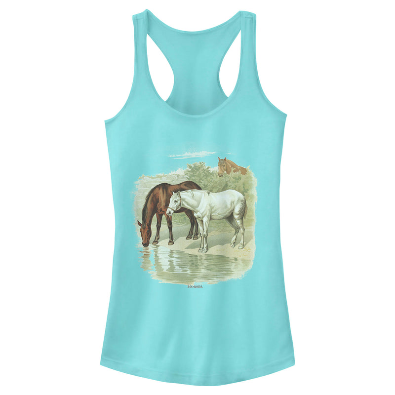 Junior's Lost Gods Retro Horses Portrait Racerback Tank Top