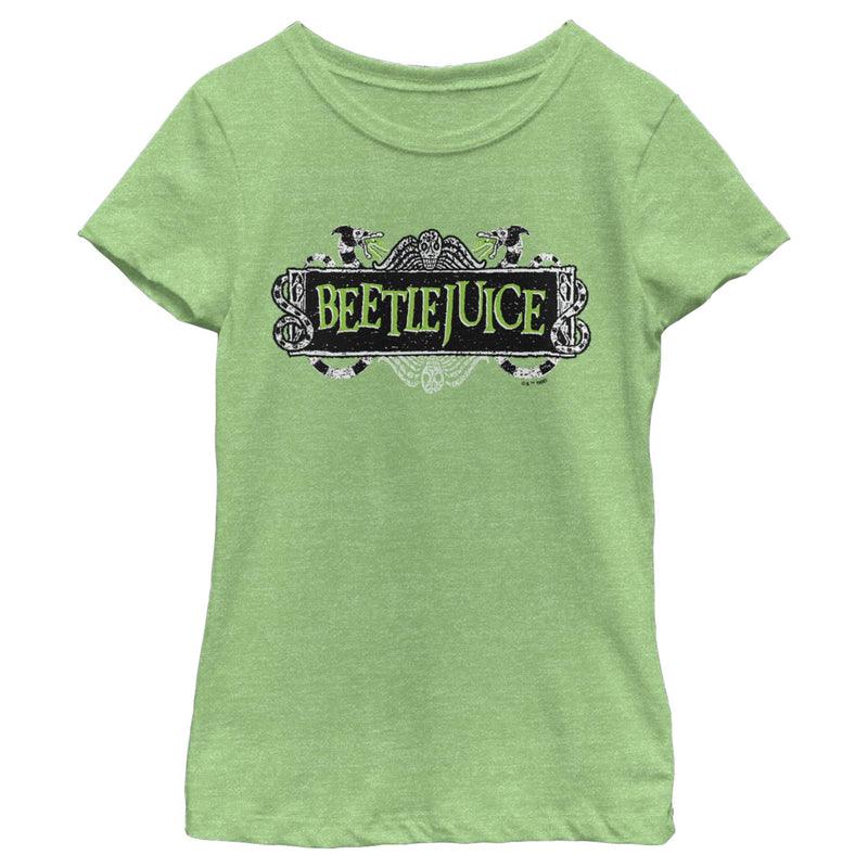 Girl's Beetlejuice Classic Green Logo T-Shirt