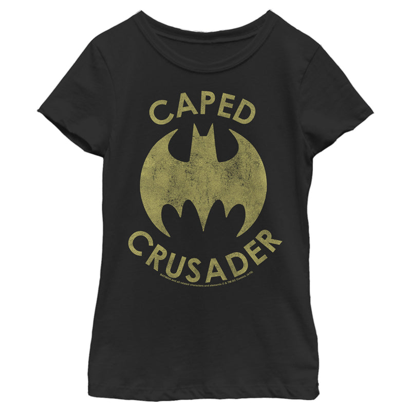 Girl's Batman Caped Crusader Distressed Logo T-Shirt