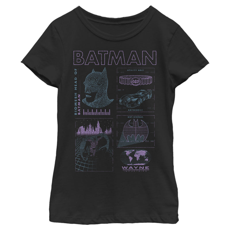 Girl's Batman Distressed Schematic T-Shirt