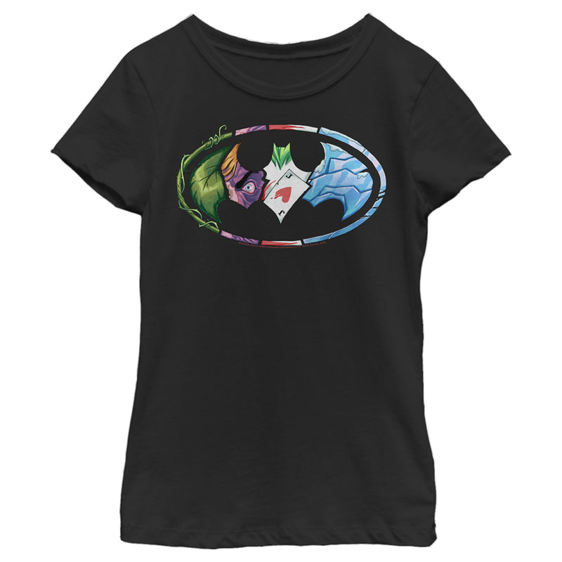Girl's Batman Classic Villains Logo T-Shirt