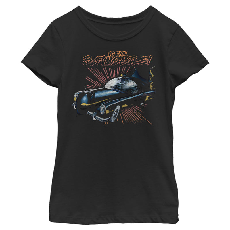 Girl's Batman To The Batmobile Retro T-Shirt